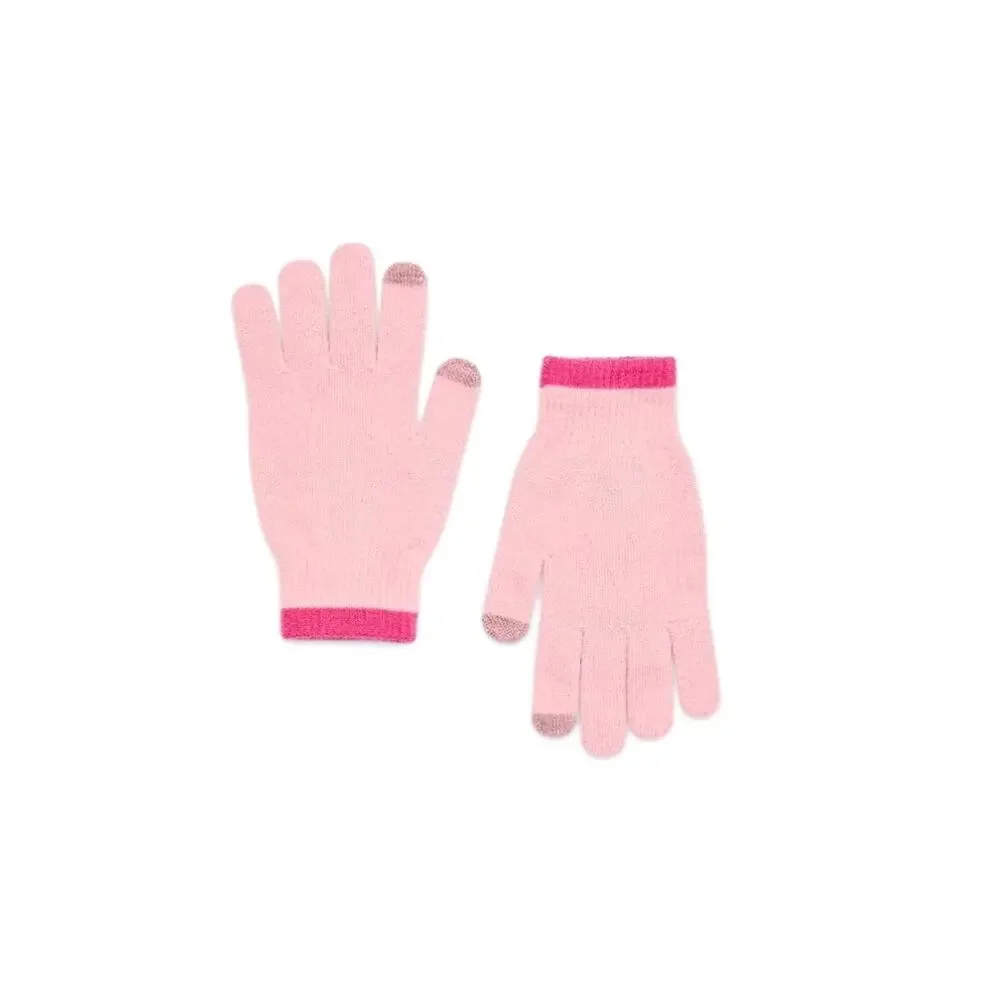 Time and Tru Women's Striped Beanie With Gloves, One Size Fits Most, Dusty Rose